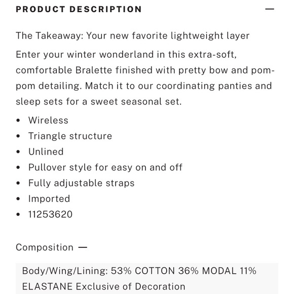 🔥VS Pink powder puff soft unlined bralette w pom poms & snowflakes sz XL NWT - Picture 8 of 8